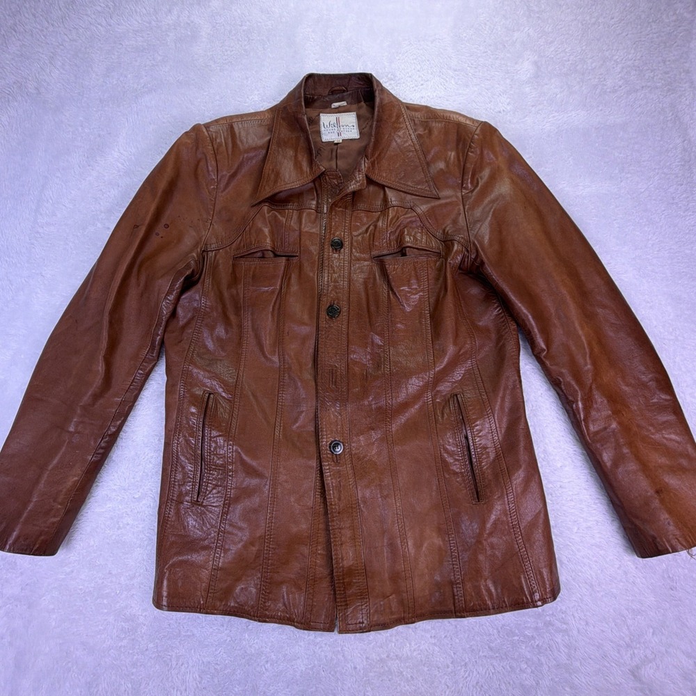 VTG 70s Wilson House of Suede & Leather Mens 44 Stitched Jacket  - Distressed